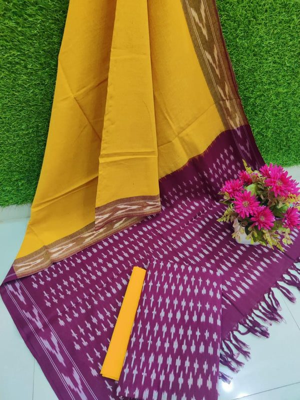 Pochampally Pure Cotton Ikat 3 pc Salwar Suit - Leheriya