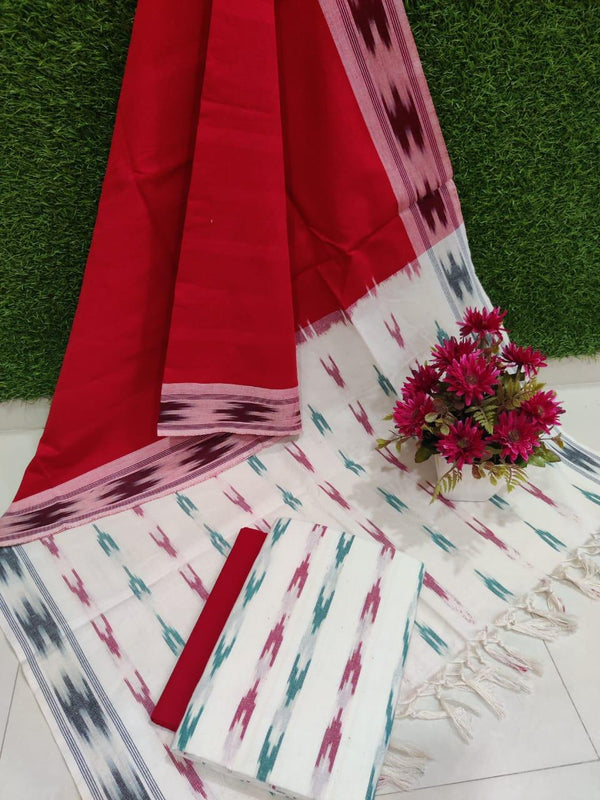 Pochampally Pure Cotton Ikat 3 pc Salwar Suit - Leheriya