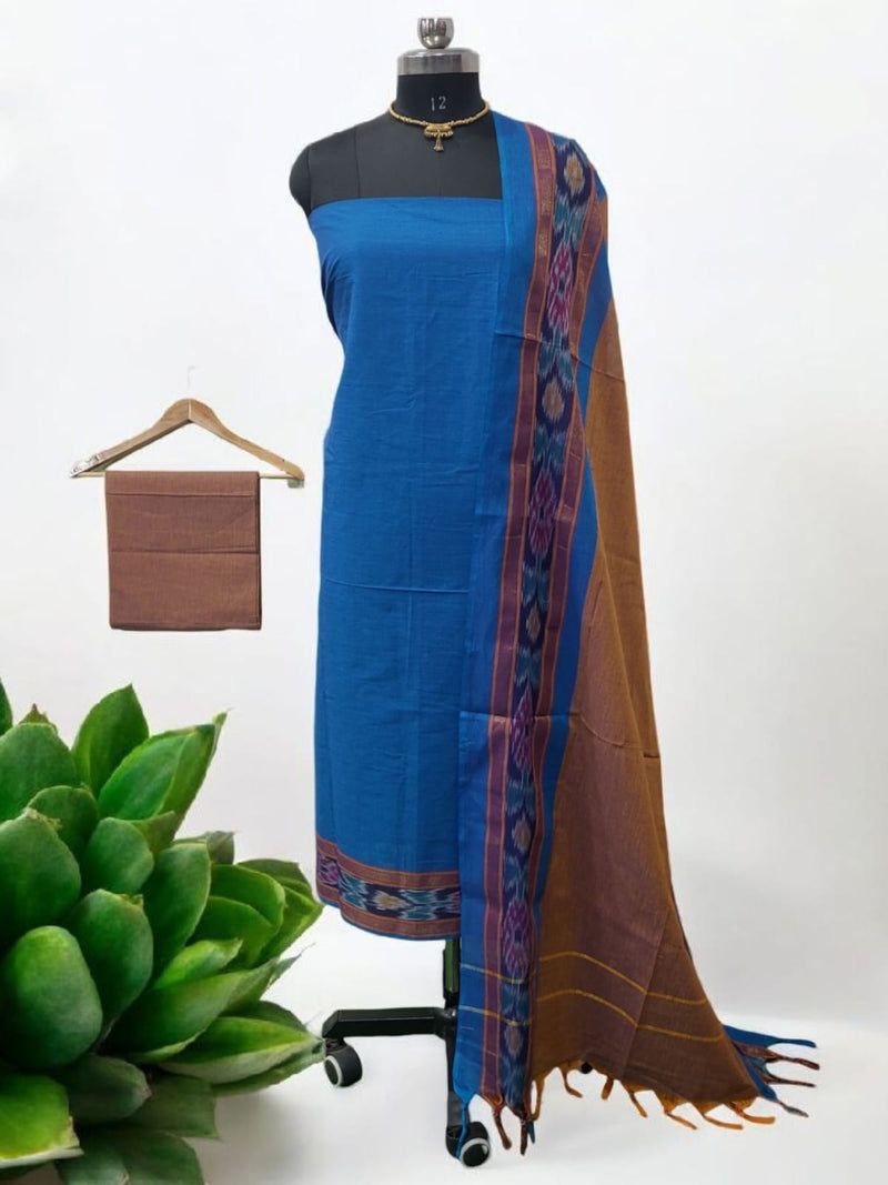 Pochampally Pure Cotton Ikat 3 pc Salwar Suit - Leheriya