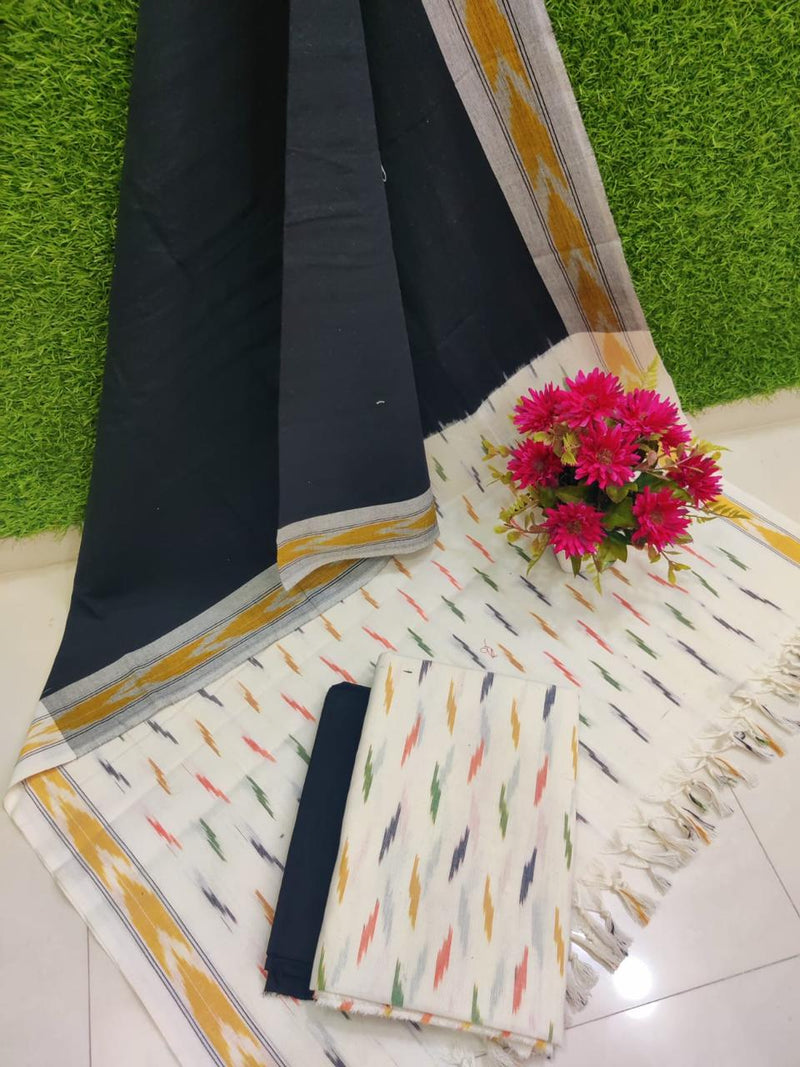 Pochampally Pure Cotton Ikat 3 pc Salwar Suit - Leheriya