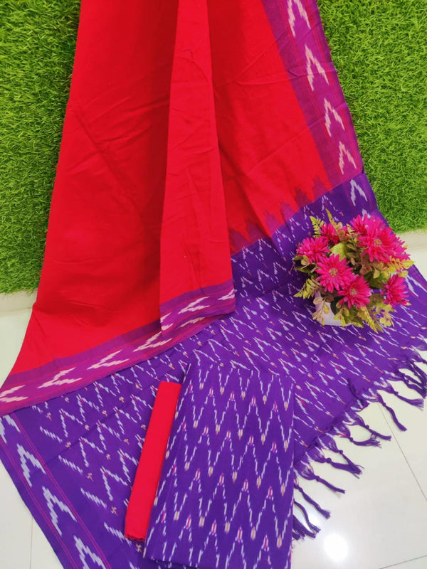 Pochampally Pure Cotton Ikat 3 pc Salwar Suit - Leheriya