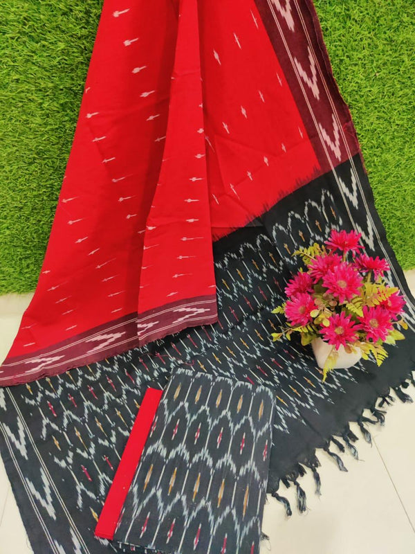 Pochampally Pure Cotton Ikat 3 pc Salwar Suit - Leheriya