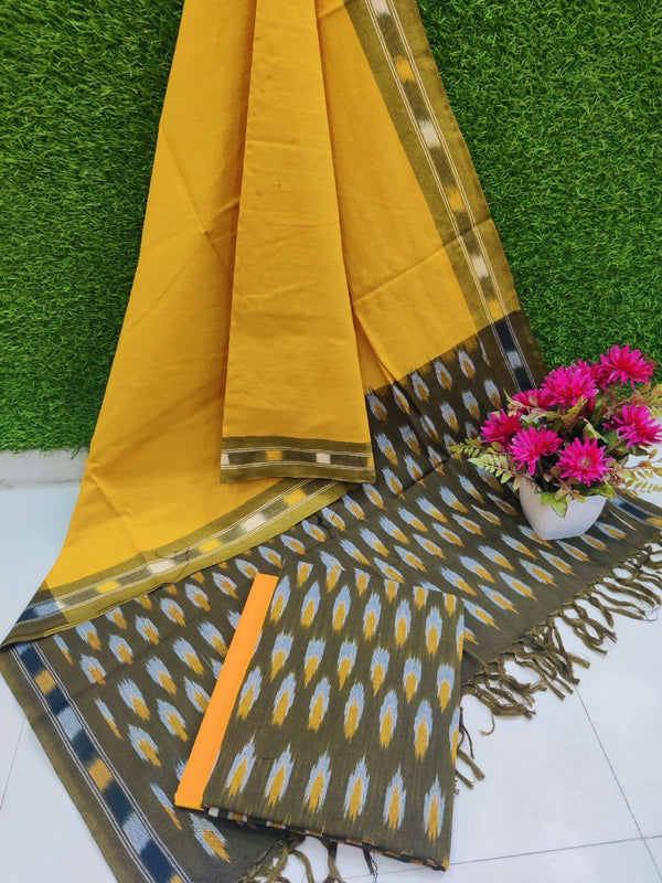 Pochampally Pure Cotton Ikat 3 pc Salwar Suit - Leheriya
