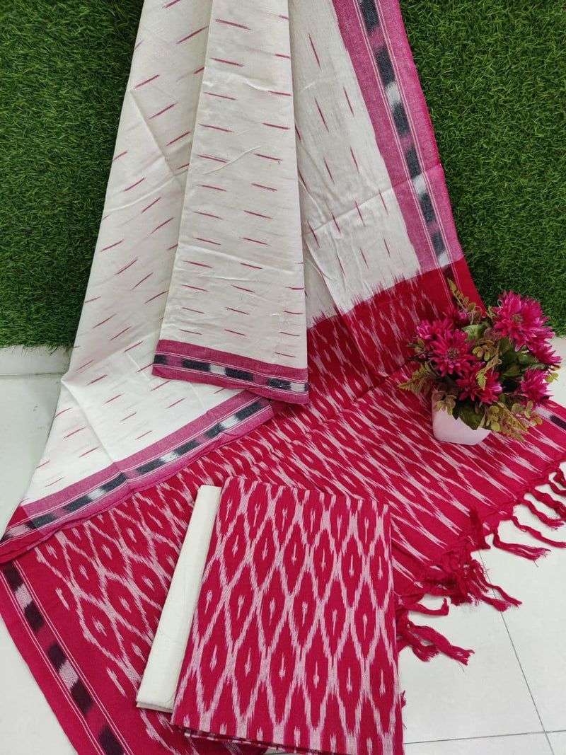 Pochampally Pure Cotton Ikat 3 pc Salwar Suit - Leheriya