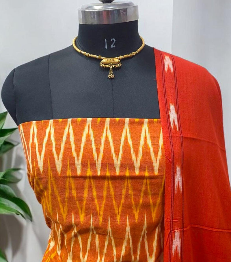 Pochampally Pure Cotton Ikat 3 pc Salwar Suit - Leheriya