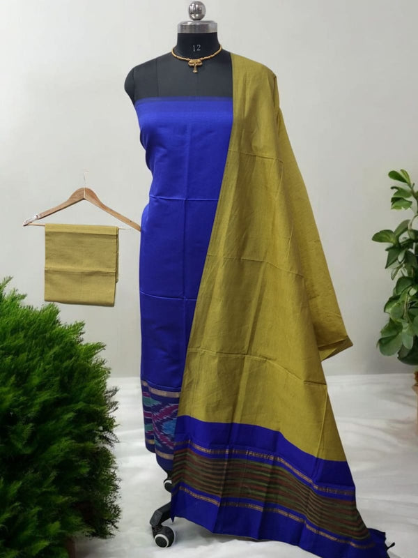 Pochampally Silk Ikat Unstitched 3 pc Salwar Suit - Leheriya