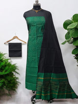 Pochampally Silk Ikat Unstitched 3 pc Salwar Suit - Leheriya