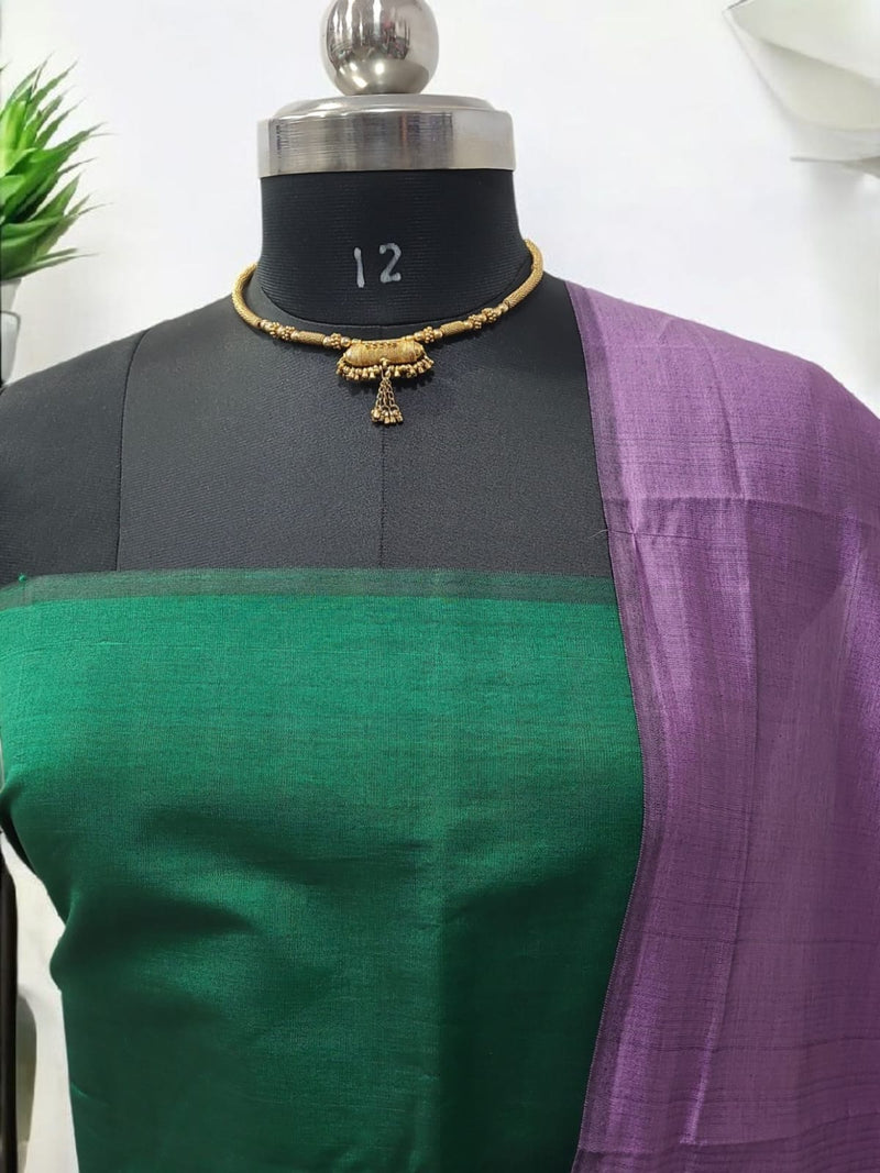 Pochampally Silk Ikat Unstitched 3 pc Salwar Suit - Leheriya