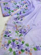 Hand Painted Kota Doria Salwar Suit | Cold Purple  |
