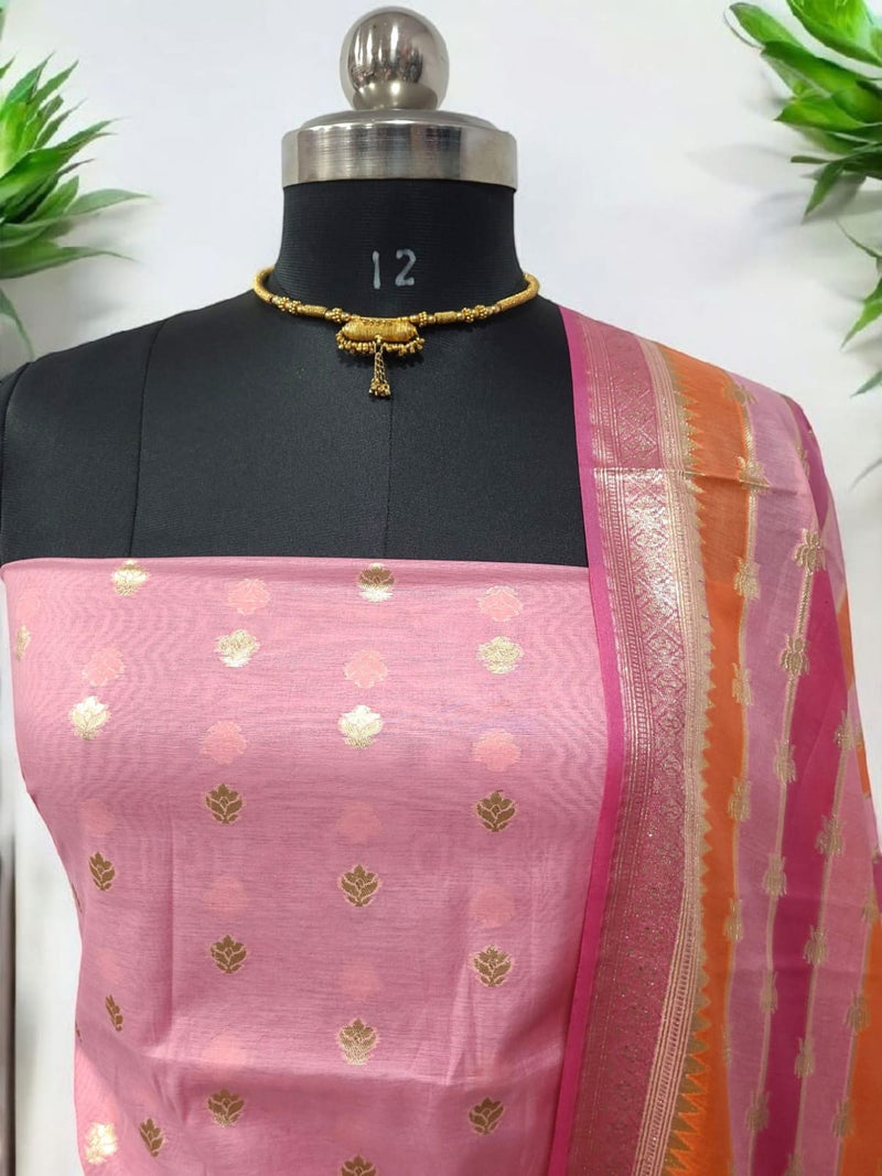 Premium Banarasi Silk Rangkat Unstitched Salwar Suit - Leheriya