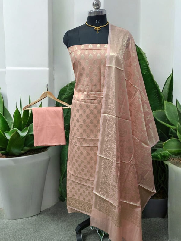 Premium Banarasi Silk Unstitched Salwar Suit - Leheriya