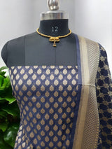 Premium Banarasi Silk Unstitched Salwar Suit - Leheriya