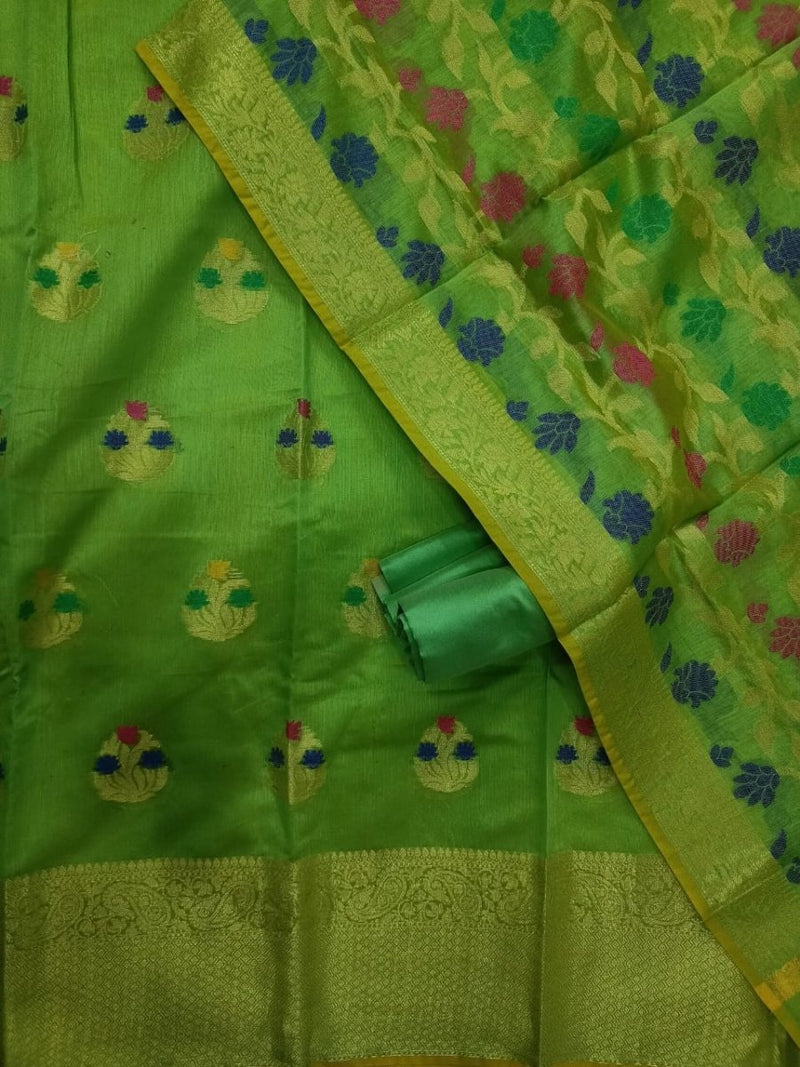 Premium Banarasi Silk Unstitched Salwar Suit - Leheriya