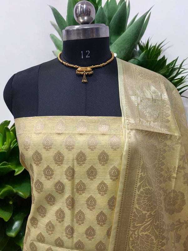 Premium Banarasi Silk Unstitched Salwar Suit - Leheriya