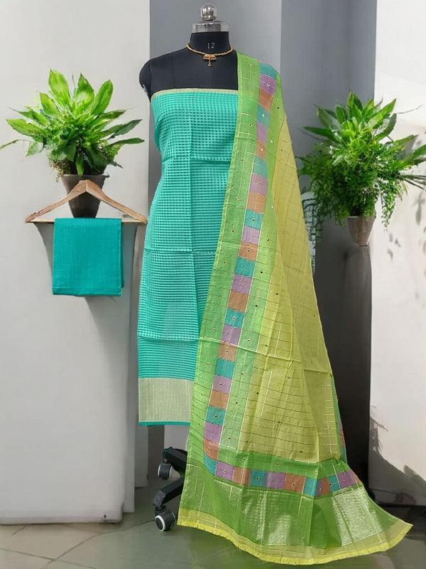 Premium Banarasi Silk Unstitched Salwar Suit - Leheriya