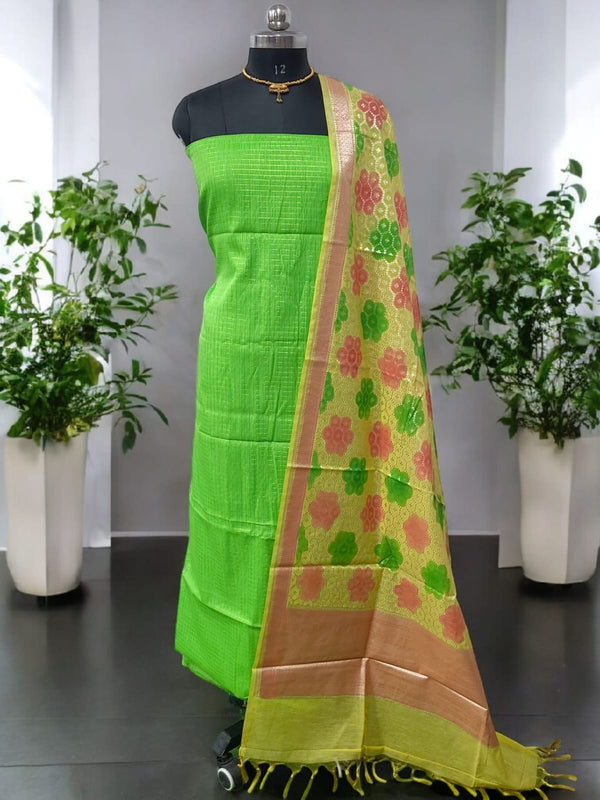 Premium Banarasi Silk Unstitched Salwar Suit - Leheriya