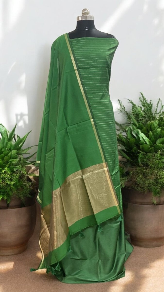 Premium Banarasi Silk Unstitched Salwar Suit - Leheriya