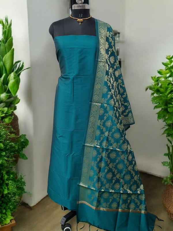 Premium Banarasi Silk Unstitched Salwar Suit - Leheriya