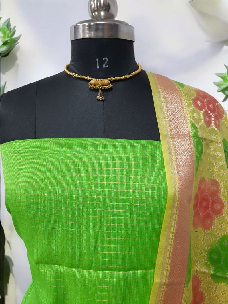 Premium Banarasi Silk Unstitched Salwar Suit - Leheriya