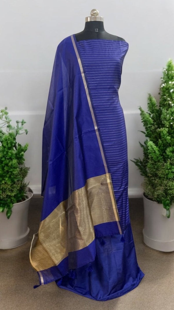 Premium Banarasi Silk Unstitched Salwar Suit - Leheriya