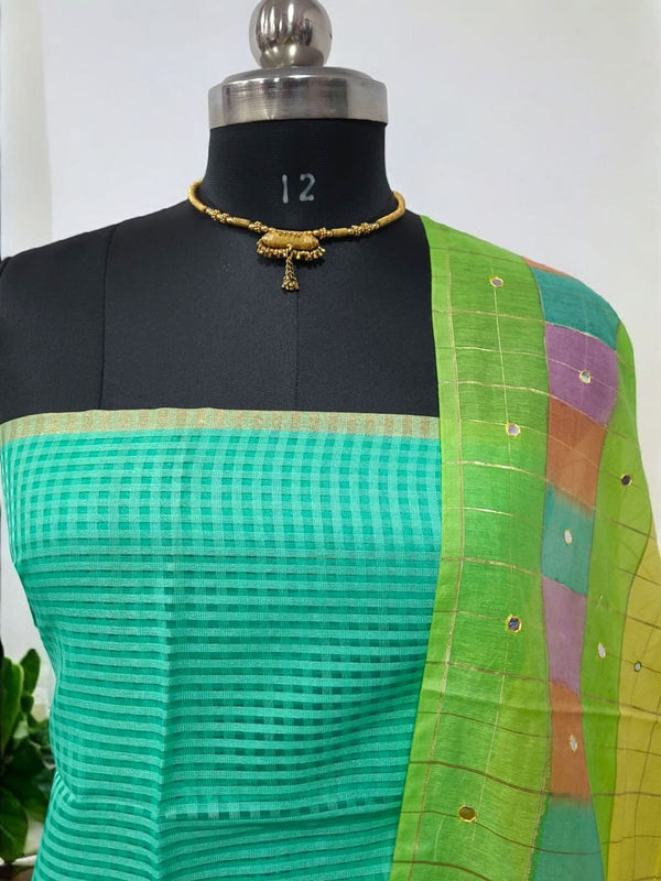 Premium Banarasi Silk Unstitched Salwar Suit - Leheriya