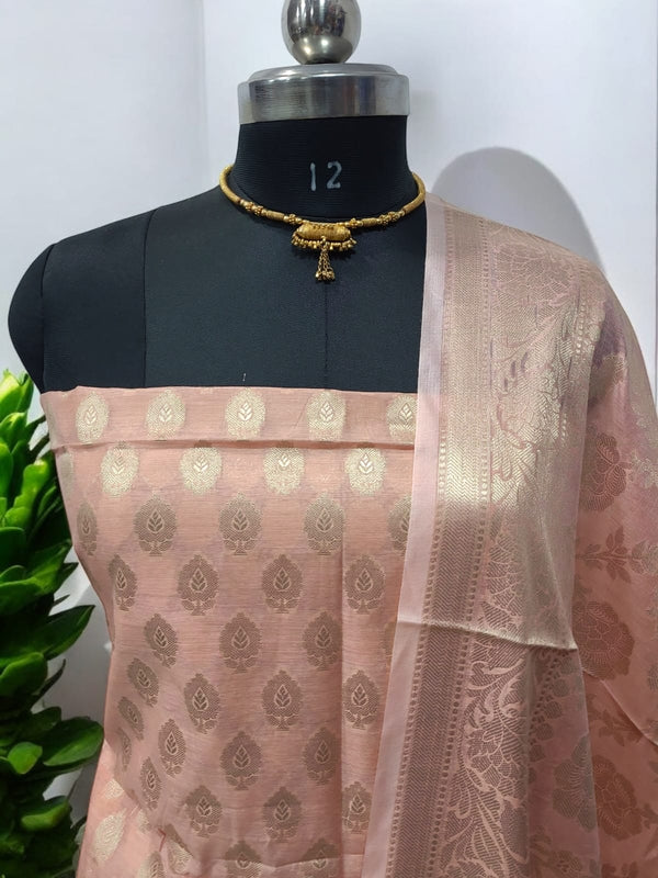 Premium Banarasi Silk Unstitched Salwar Suit - Leheriya