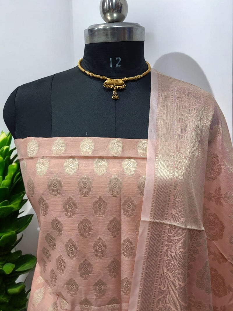 Premium Banarasi Silk Unstitched Salwar Suit - Leheriya