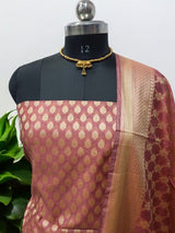 Premium Banarasi Silk Unstitched Salwar Suit - Leheriya