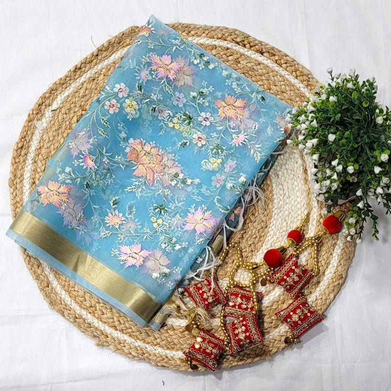 Premium Embroidery Work Organza Dupatta - Leheriya