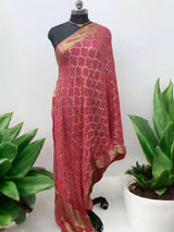 Premium Georgette Banarasi Bandhej Gharchola Dupatta Dark Pink Color - Leheriya