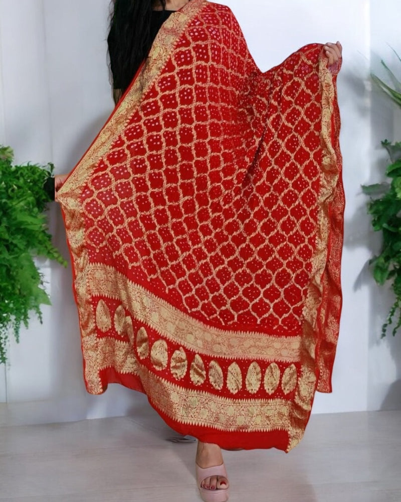 Premium Georgette Banarasi Bandhej Gharchola Dupattas - Leheriya