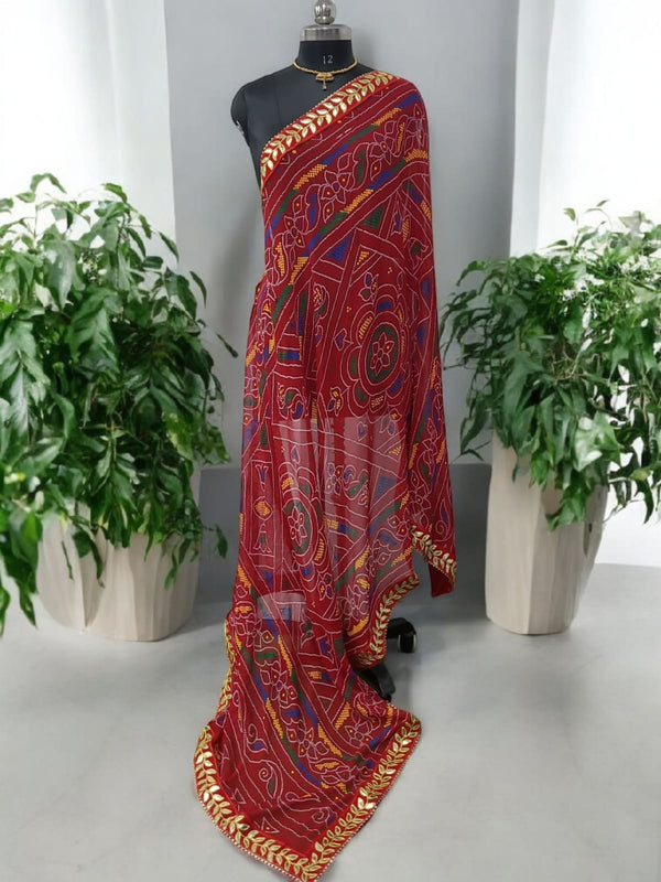 Premium Georgette Banarasi Bandhej Gharchola Dupattas - Leheriya