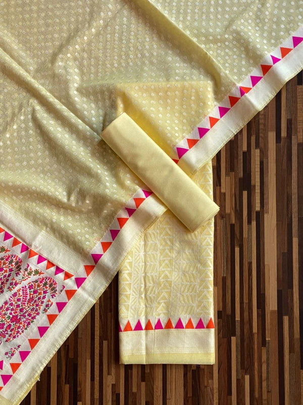 PREMIUM HANDLOOM COTTON SILK SUIT | Fawn | - Leheriya