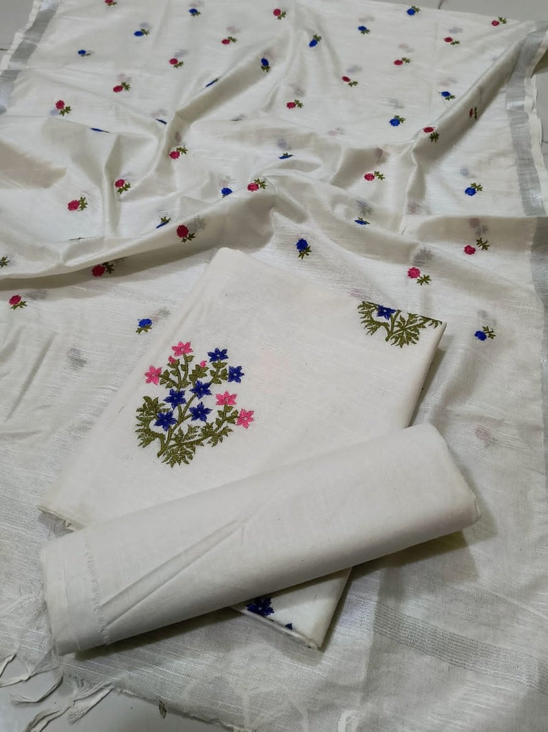 Premium Quality Bhagalpuri Cotton Embroidery Salwar Suit - Leheriya