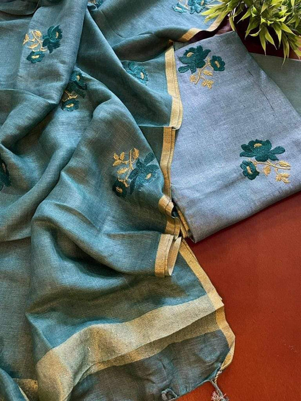 Premium Quality Bhagalpuri Cotton Salwar Suit with Resham Work - Leheriya