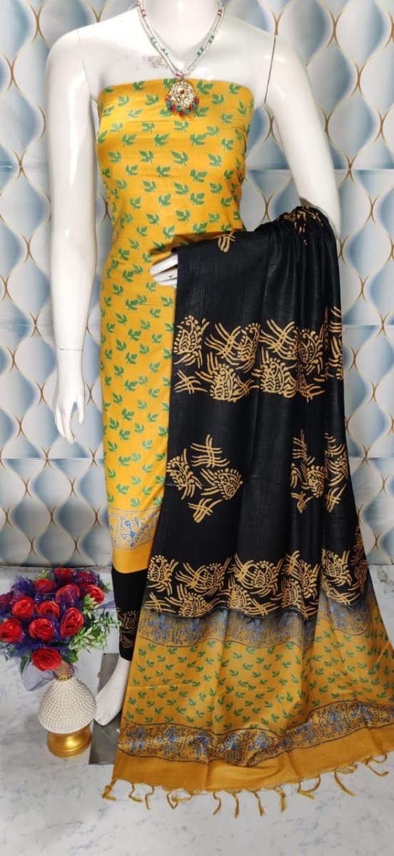 Premium Quality Cotton Silk Block Printed Salwar Suit - Leheriya