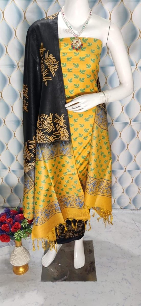 Premium Quality Cotton Silk Block Printed Salwar Suit - Leheriya