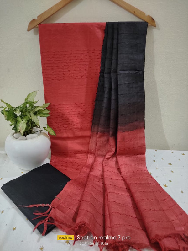 Premium Quality Katan Silk Flag Stripe Salwar Suit - Leheriya