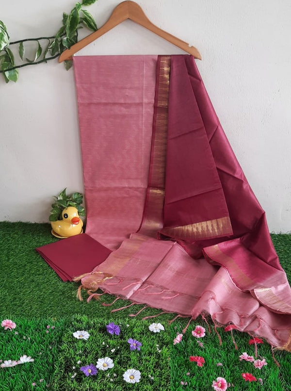 Premium Quality Katan Silk Unstitched Salwar Suits - Leheriya