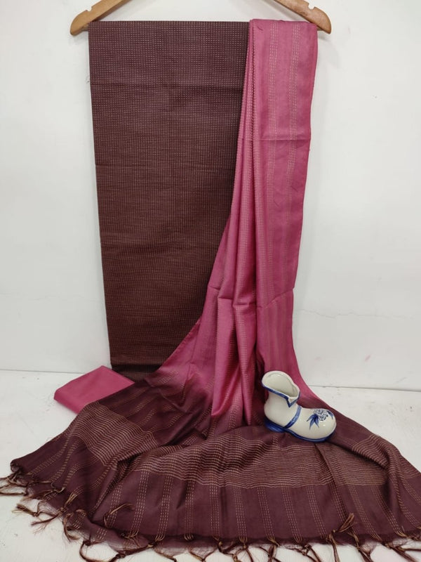 Premium Quality Katan Silk Unstitched Salwar Suits - Leheriya