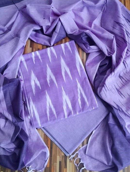 Premium Quality Linen Cotton Ikat Weaving Salwar Suit - Leheriya
