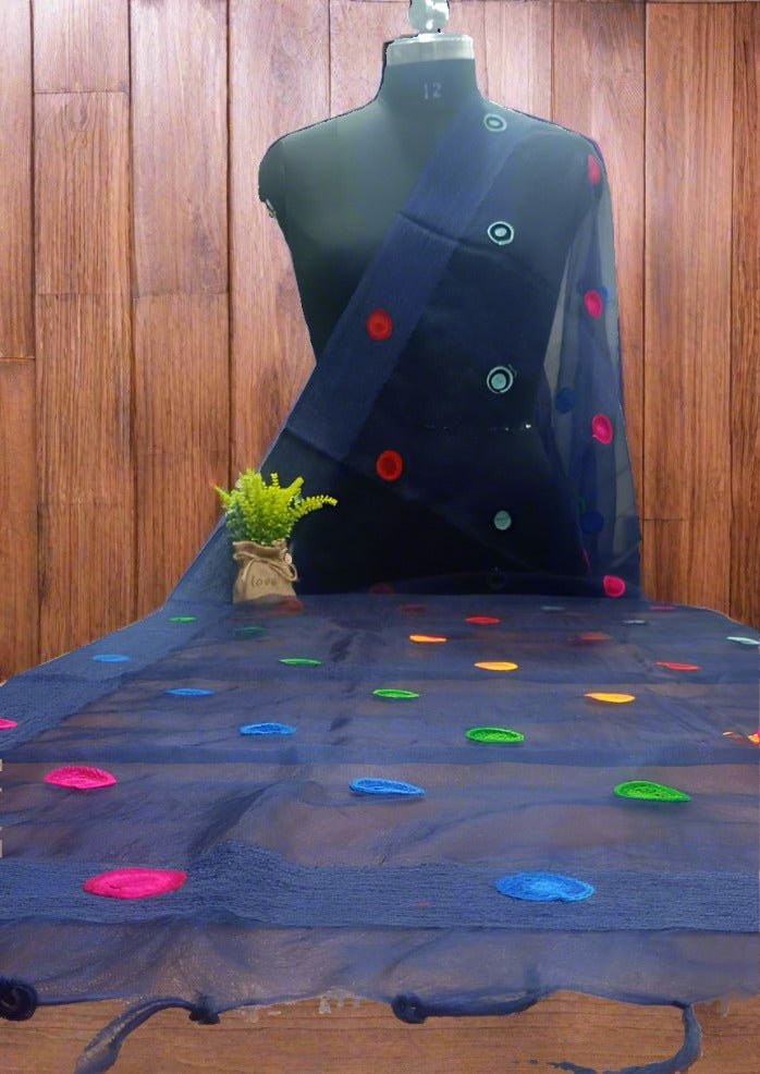 Premium Quality Multi Color Embroidery Organza Dupatta - Leheriya