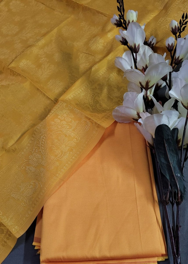 Premium Quality Plain Silk Suit with Banarasi Silk Dupatta - Leheriya