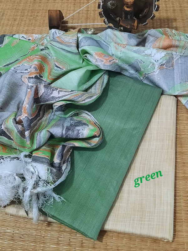 Premium Quality Silk Salwar Suit with Marble Print Silk Dupatta - Leheriya