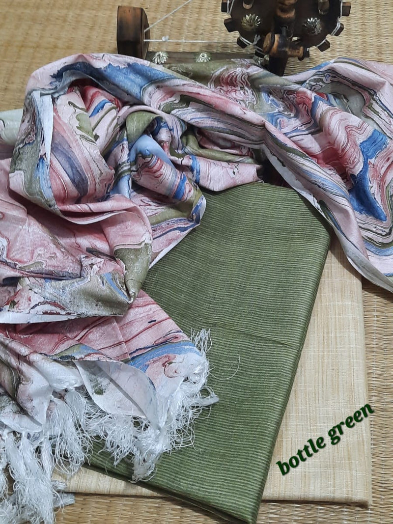Premium Quality Silk Salwar Suit with Marble Print Silk Dupatta - Leheriya