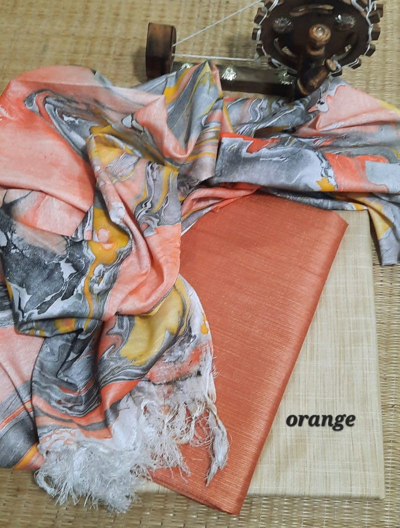 Premium Quality Silk Salwar Suit with Marble Print Silk Dupatta - Leheriya