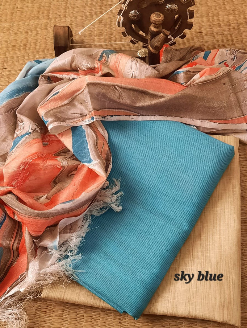Premium Quality Silk Salwar Suit with Marble Print Silk Dupatta - Leheriya