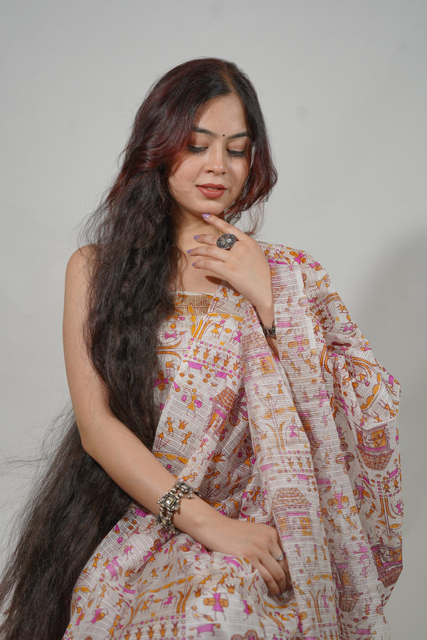 Kota Doria Cotton Warli Print 3 pc Salwar Suits
