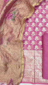 Banarasi Chanderi Salwar Suit With Tissue Crush Dupatta