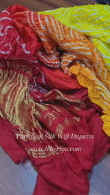Pure Gaji Silk Rai Bandhej Handmade Wifi Dupatta
